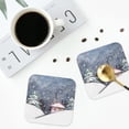 thumbnail image 5 of Balery 4 Pcs Watercolor Winter Landscape For Christmasleather Coasters Set, Drink Table Cup Coasters For Living Room Kitchen Coffee Decor, 5 of 9