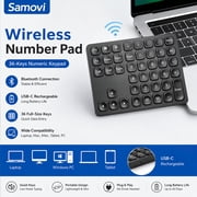 Samovi Wireless Number Pad, Portable Numeric Keyboard, 36-Keys, USB-C Rechargeable, Bluetooth Numeric Keypad Numpad for Data Entry, Compatible with Laptop, Mac, iMac, Tablet, PC Desktop