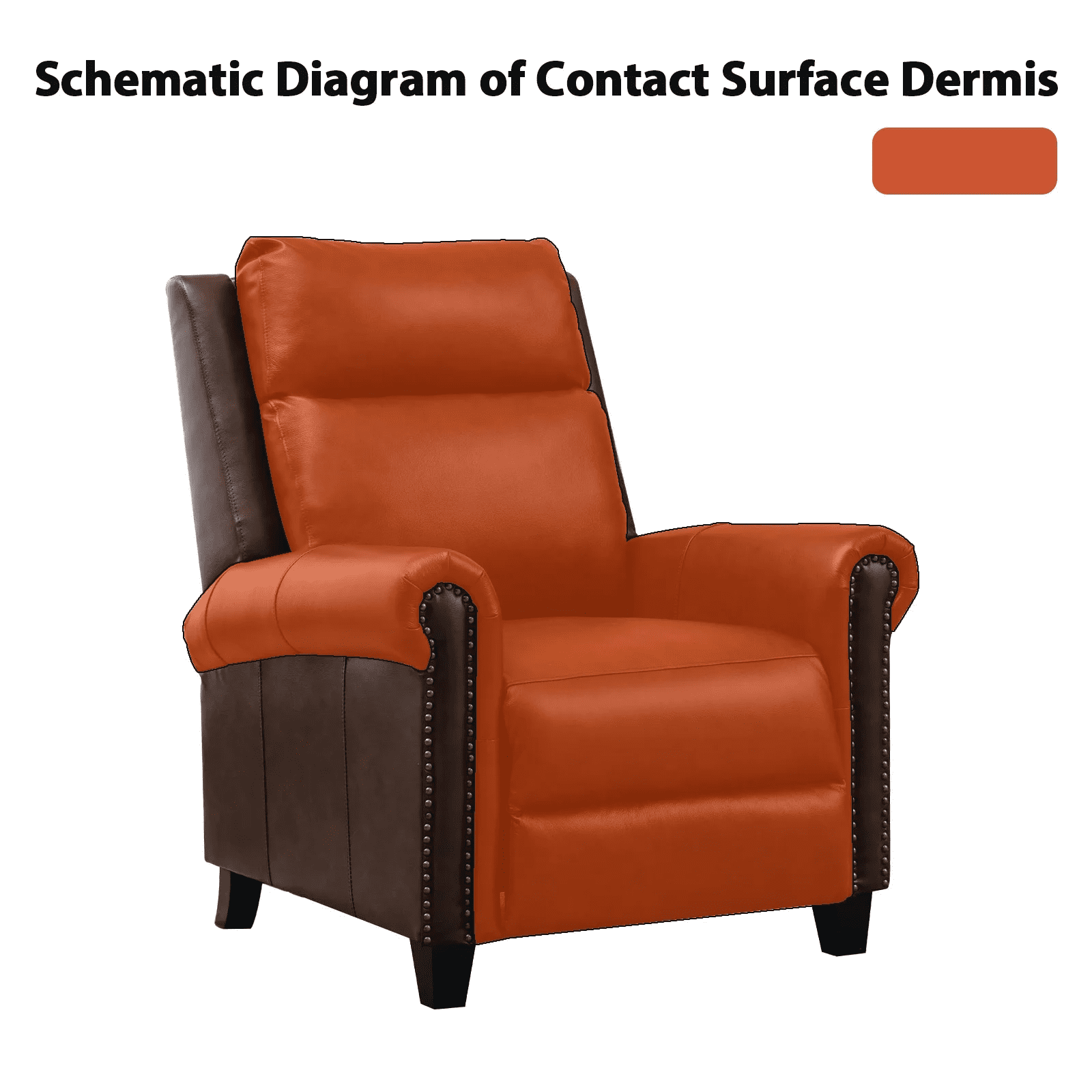 Bonzy Home Genuine leather Recliner Push Back Recline Chair with Classic and Traditional Armrests inlaid with Vintage Rivets, Navy, Set of 2
