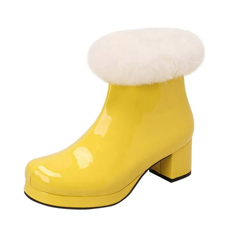 

Fsqjgq Women Boot 36 Women Ankle Boots Autumn and Winter Fashion Simple Solid Wool Comfortable Round Toe Square Heel Side Zipper Boots for Women Flat Heel Styles Yellow 41