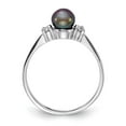 thumbnail image 2 of 14K White Gold Ring Band Pearl Diamond Round Freshwater Black, Size 8, 2 of 5
