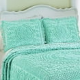 thumbnail image 4 of Collections Etc Calista Chenille Floral Design Pillow Sham with Fringe Border, 20" W x 26" L, Turquoise, Sham, 4 of 10