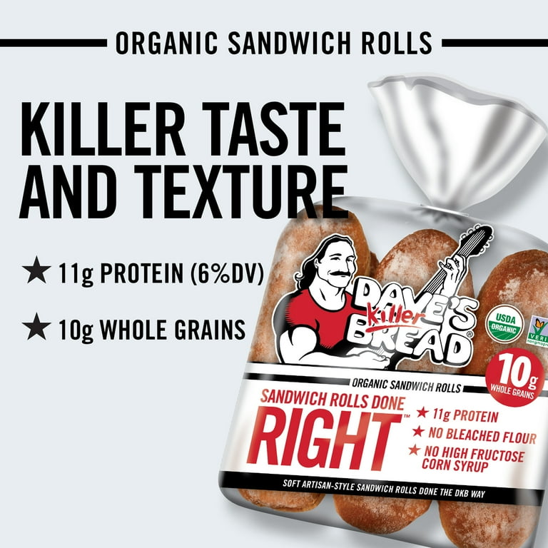 Dave's Killer Bread Sandwich Rolls Done Right, Organic White Bread