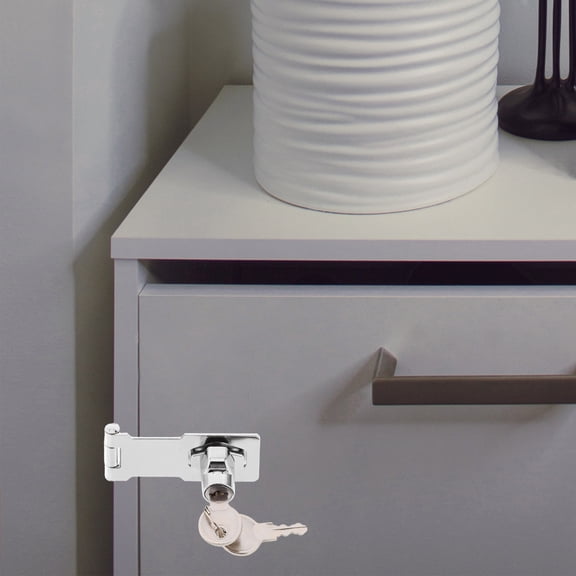 HOMEMAXS 2 Sets Keyed Hasp Lock Latch Metal Cabinet Lock Hasp Latch For Home Drawer Lock Hasp Latch Replacement Lock Keyed Locking Latch Safety Lock