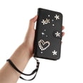 thumbnail image 4 of Leather For Samsung Galaxy S25 Edge 5G Case Double Layered Heart-shaped Flower Flip Wallet Leather Case, Card Holder Magnetic Closure  Phone Cases Cover With Hand Strap,Black, 4 of 8
