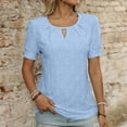 thumbnail image 4 of TYGHBN Women's Round Neck T Shirt with Ruching Detail for Casual Home and Outdoor Wear Comfortable Spring Summer Top Pairs Perfectly with Jeans Short Sleeve Athletic Top Women Casual Shirts Summer, 4 of 7