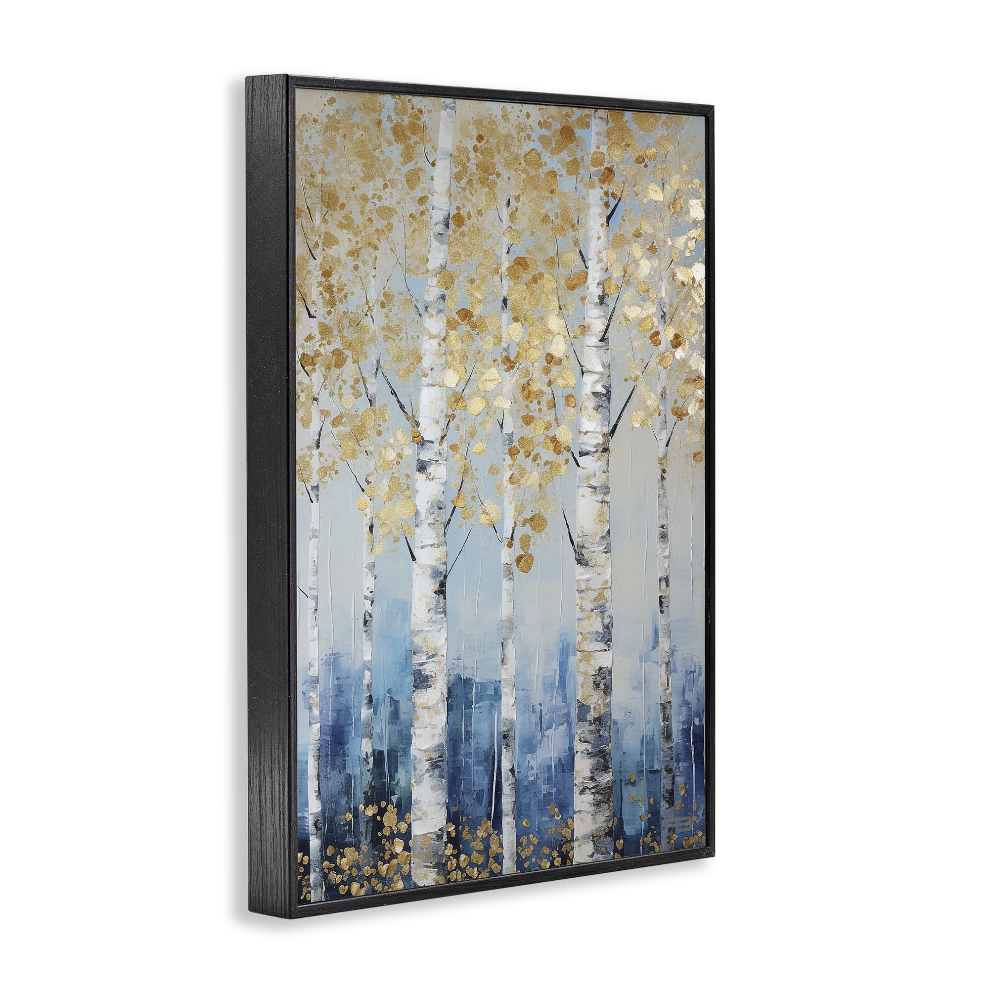 Stupell Industries Autumnal Birch Forest Landscape Painting Black Framed Art Print Wall Art, 12 x 18