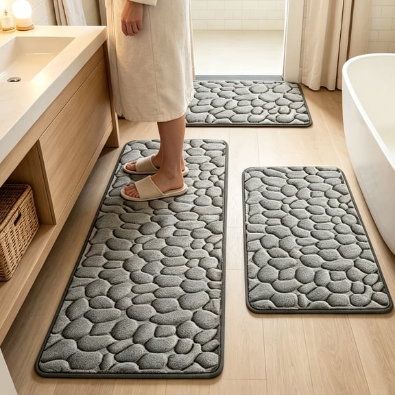 2 Pack Mixed Color Diatomaceous Earth Bath Mats,Quick Dry Super Absorbent Shower Rug with Non-Slip Rubber Back,Water Resistant Floor Mat for Bathroom Tub And Sink Area