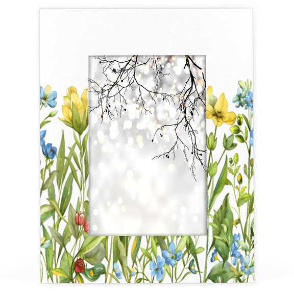 Herdesigns Spring Floral Leaves 4x6 Picture Frame Wood Photo Frame Table Display or Wall Hanging Decoration for Vertical or Horizontal Display