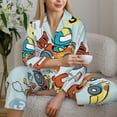 thumbnail image 4 of Goofa Cartoon Car Racing Printed Women’s 2 Piece Pajama Set Super,Pajamas Women's Long Sleeve Sleepwear Soft Button Down Loungewear Pjs Lounge Set Nightwear-Large, 4 of 9