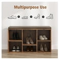 thumbnail image 5 of Shoe Storage Bench, 6 Cubbies Shoe Rack Bench with Padded Seat, Space Saving Shoe Shelf for Entryway, Living Room, Hallway, Bedroom, Brown, 5 of 8