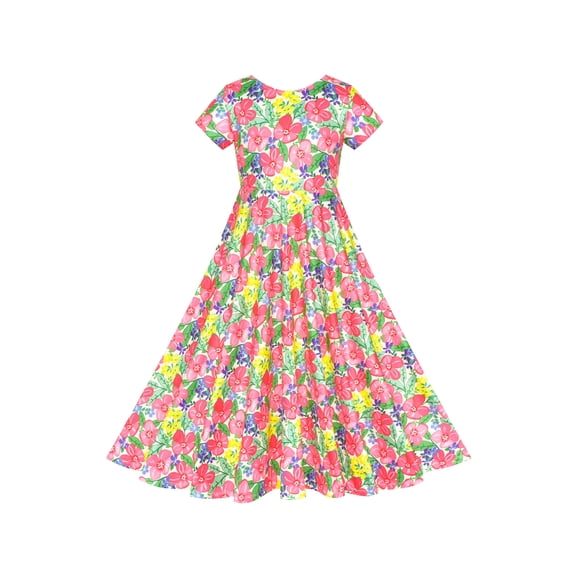 Girls Dress Floral Maxi Dress Open Back Bow Tie Casual 4 Years