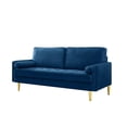 thumbnail image 5 of 65-Inch Navy Velvet Loveseat Sofa with Cushions, Modern Minimalist Metal Legs, Comfortable 2-Seater for Living Room or Bedroom, Stylish Soft Fabric Couch, 5 of 6