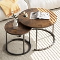 thumbnail image 1 of Coffee Table Nesting Set of Side Set Golden Frame Circular Round and Marble Pattern Wooden Tables Living Room Bedroom Apartment Modern Industrial Simple Nightstand, 1 of 9