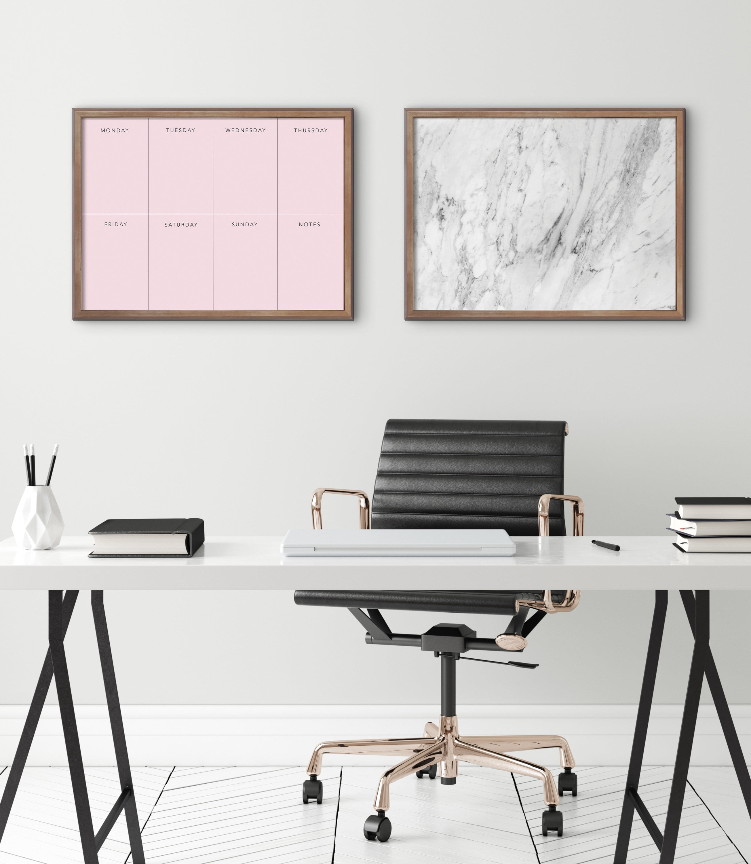 Kate and Laurel Blake This Week Framed Pink Printed Glass Dry Erase Wall Art by The Creative Bunch Studio, 18x24 Gold, Weekly Calendar Printed Glass Wall Organizer