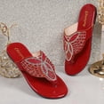 thumbnail image 6 of HomeDM Womens Flip Flops Rhinestone Open Toe Flat Thong Sandals Comfortable Lightweight Summer Vacation Beach Sandals, Red Size 9, 6 of 9