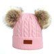 thumbnail image 2 of Gorro de lana para niños con bola de pelo doble de otoño e invierno, gorro de punto para bebé con bola de pelo de mapache de imitación, 2 of 5