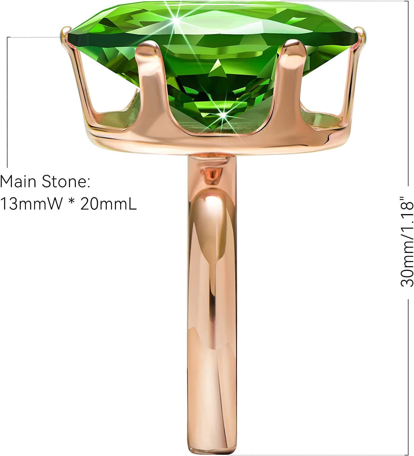 JewelersClub Peridot Ring Birthstone Jewelry – 0.50 Carat Peridot 14K Gold Plated Silver Ring Jewelry with White Diamond Accent – Gemstone Rings with Hypoallergenic 14K Gold Plated Silver Band