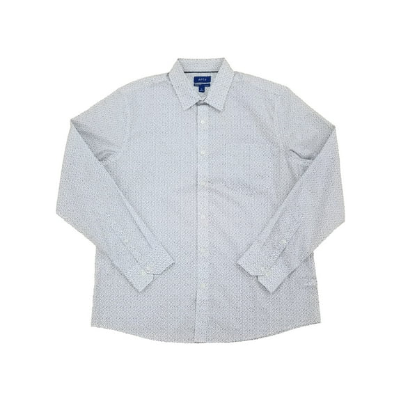 Apt. 9 Mens White Speckle Premier Flex Long Sleeve Button-Up Shirt XX-Large