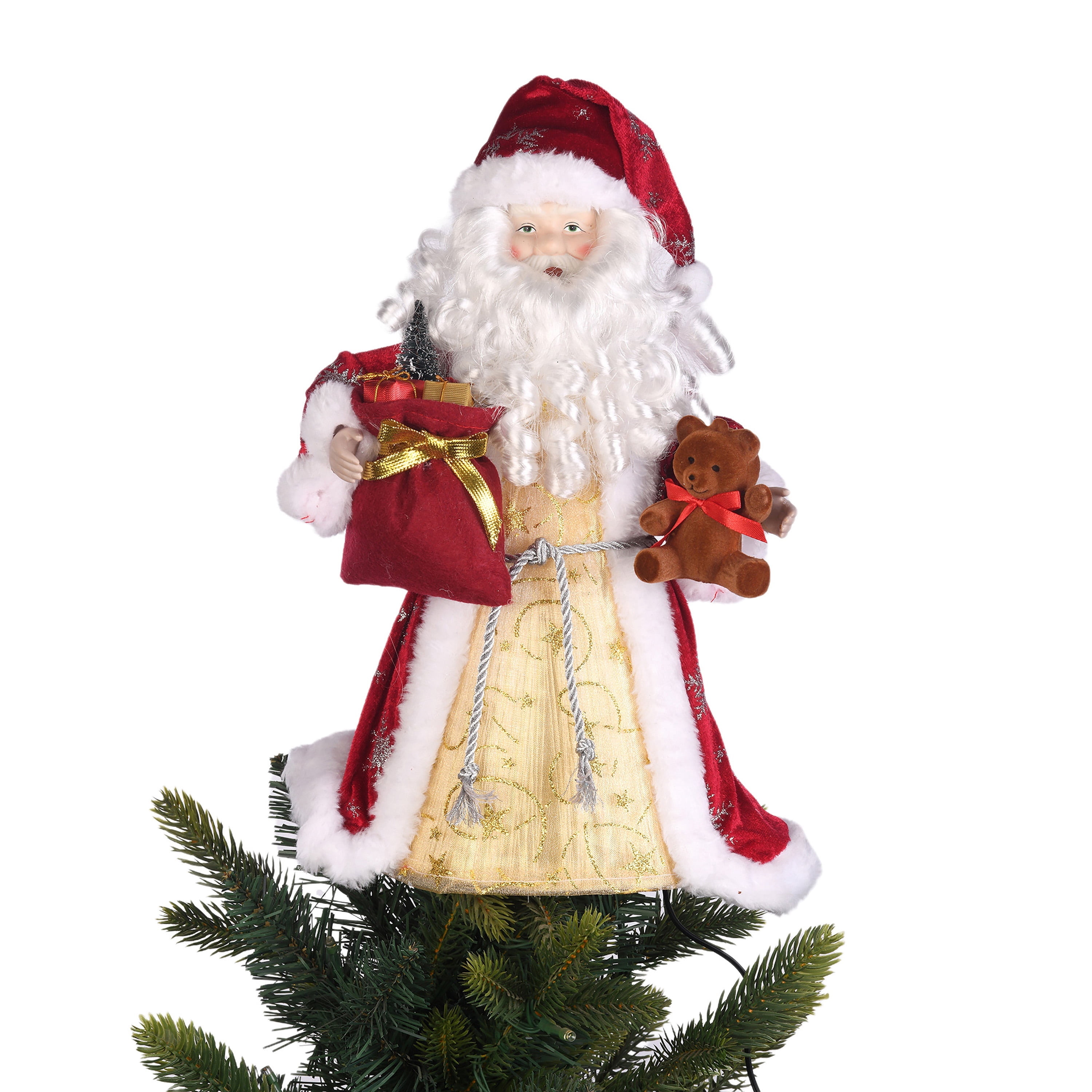 LED Fiber Optic Santa Christmas Tree Topper, Multicolor, 12", by Holiday Time