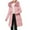 Pink, variant on Women's Slim Fit Mid-Length Puffer Coat, Waist Defining Quilted Jacket, Faux Fur Trim Hooded Parka, Winter Fashion Coat, Cold Weather Outerwear, Tapered Waist Parka Beige L