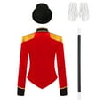 thumbnail image 4 of TiaoBug Womens Circus Jacket Coat Magic Show Outerwear Party Cosplay Costume with Accessories Set Red L, 4 of 7