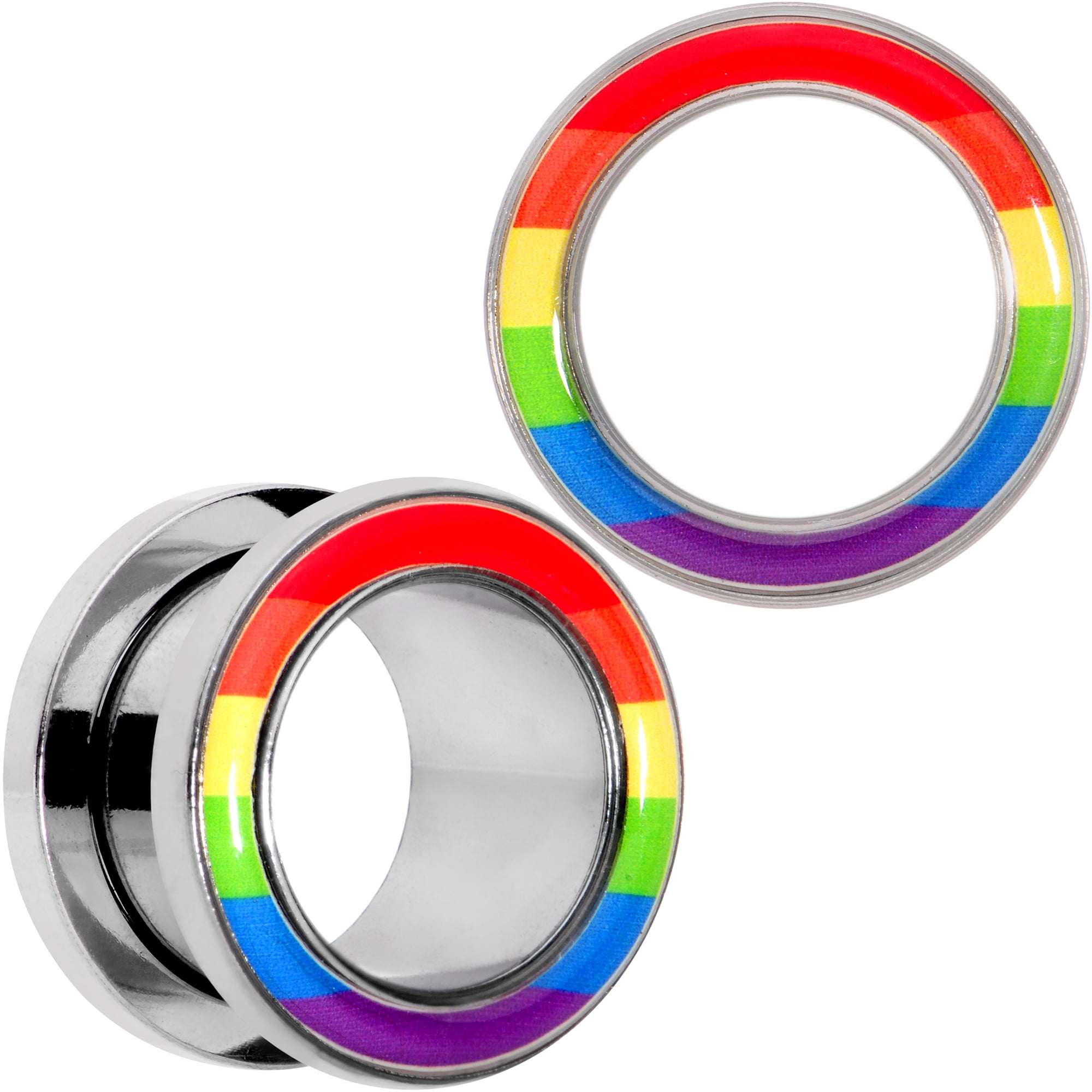 Body Candy Stainless Steel Rainbow Unity Pride Screw Fit Tunnel ...