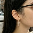thumbnail image 7 of SFTING Hoop Earrings for Women Cross 5A CZ Gothic Pendant 18K Gold Plated Jewelry Gift for Her, 7 of 7