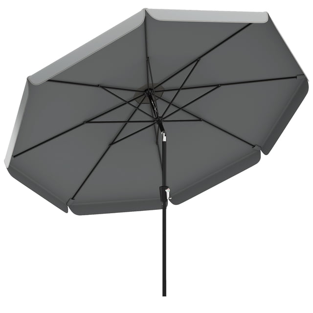 Outsunny Parasol de Patio 10 Pi avec Inclinaison, Manivelle, Parasol d'Extérieur, Gris Foncé