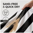 thumbnail image 2 of Oversized Cabana Striped Beach Towel, 60 x 28 Inch Large Quick-Dry Bath Towel, Lightweight Sand-Free Microfiber Towel for Swimming Pool & Travel, Available in 8 Colors, Black, 2 of 9