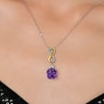 thumbnail image 3 of 925 Silver and 10K Yellow Gold Purple Amethyst and Moissanite and Lab Grown Diamond Pendant Necklace for Women | 6.63 Cttw | Gemstone February Birthstone | Cushion 12MM | With 18 inch Chain, 3 of 6
