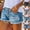 Dark Blue, variant on Women's Cut Off Denim Shorts - Distressed Ripped Jean Shorts 4 Front Button Closure, Straight Leg, Pockets