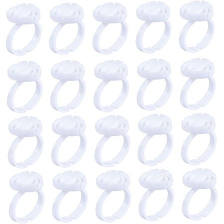 100pcs Color Cup Makeup Containers Eyelash Glue Ring Plastic to Go Containers Makeup Rings Cups Adhesive Makeup Rings Glue Holder Portable Pigment Container Eyelash Cup Pigment Cup