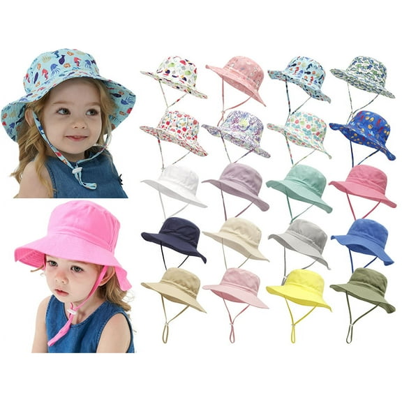 Yoyauz Baby Sun Hat Bucket Hat Toddler Soft Cap UPF 50  Wide Brim Chin with Summer Gaming Cap for 0-6 Years