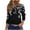 Black, variant on Women's T-Shirts Plus Size 3/4 Length Sleeve Casual Printed Crewneck Blouse Lightweight Tunic Tops White 2XL