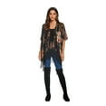 thumbnail image 5 of WeHello Women's Burnout Velvet Kimono Black Cardigan Cover Up Holiday Casual Cardigan Shawl Tops, 5 of 6