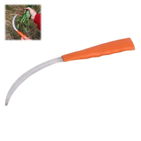 2Pcs 10.6 Inch Brush Clearing Sickle Stainless Steel Harvest Sickle Metal Serrated Cutter and Plastic Handle Billhook Machete Knifes for Gardening Camping Land Management Outdoor