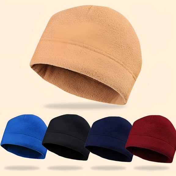 TELOLY Winter Warm Skull Cap Soft Polar Fleece Beanie Hat Thick Windproof Watch Cap Skiing Outdoor Cap for Men Women