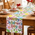 thumbnail image 5 of Children's Day Table Runner 70 Inches, Cartoon Cute Flowers Leaf Pink Plaid Bed Runner Dresser Scarves Tabletop for Indoor Outdoor Parties/Ceremony/Banquet, 13" x 70", 5 of 9
