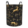 thumbnail image 2 of Balery Christmas Gold Deers1 Round Laundry Basket with Handles Waterproof Freestanding Laundry Hamper for Clothes Toys in the Dorm and Family-Small, 2 of 8