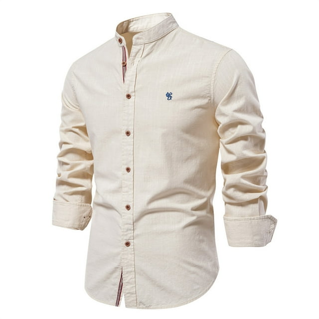 RXIRUCGD Chemise Blouse pour Homme, Mode Décontractée, Couleur Unie, Manches Longues, Col Rabattu, Kaki, Taille : TP
