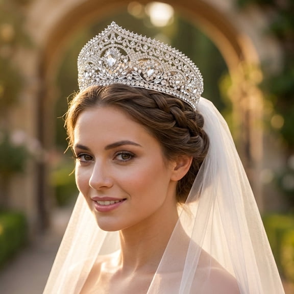Miallo Sparkling Silver Crystal Tiara for Homecoming, Large Evening Party Headpiece, Birthday Gift Hair Accessory for Her
