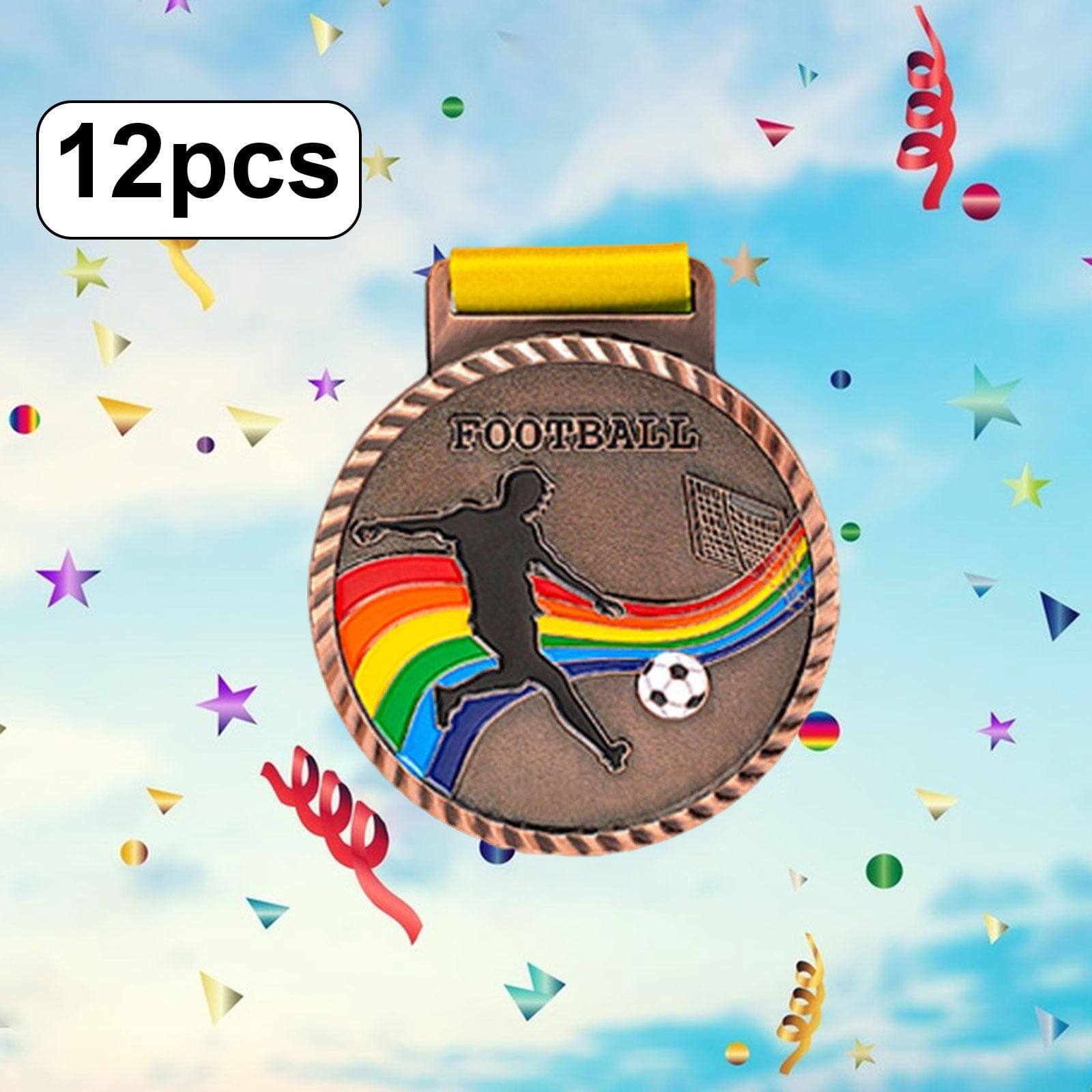Abbraccia 12x Soccer Medals for Awards Party Favors Participation Awards Prizes Awards Winner Medals for Sports Day Match Spelling Bees bronze medal