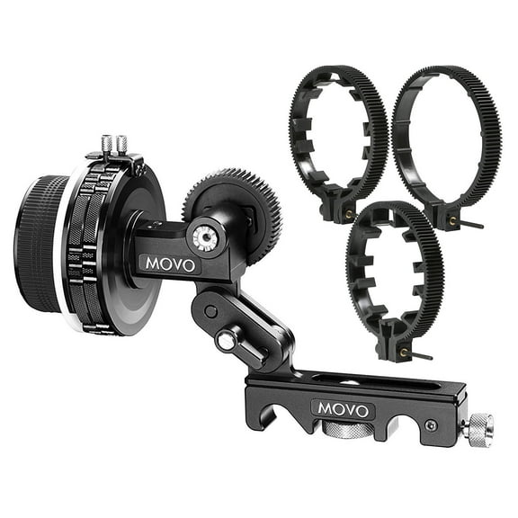 Movo F2X Precision Follow Focus System with Hard Stops & 66mm, 77mm & 88mm Adjustable Gear Rings