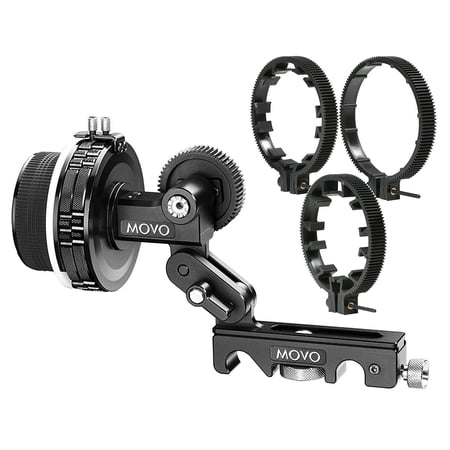 UPC: 0604888904520 | Movo F2X Precision Follow Focus System with Hard Stops & 66mm  77mm & 88mm Adjustable Gear Rings
