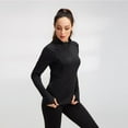 thumbnail image 4 of Women Quick-Drying Zipper Breathable Long Sleeve Stand-up collar Active T-Shirt Sweater Tops Sports Fitness Yoga Training Clothes，Black，L, 4 of 6