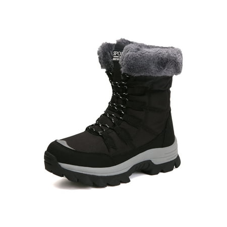 

Avamo Women Non Slip Mid-Calf Boot Round Toe Hiking Waterproof Winter Warm Shoes Black 8