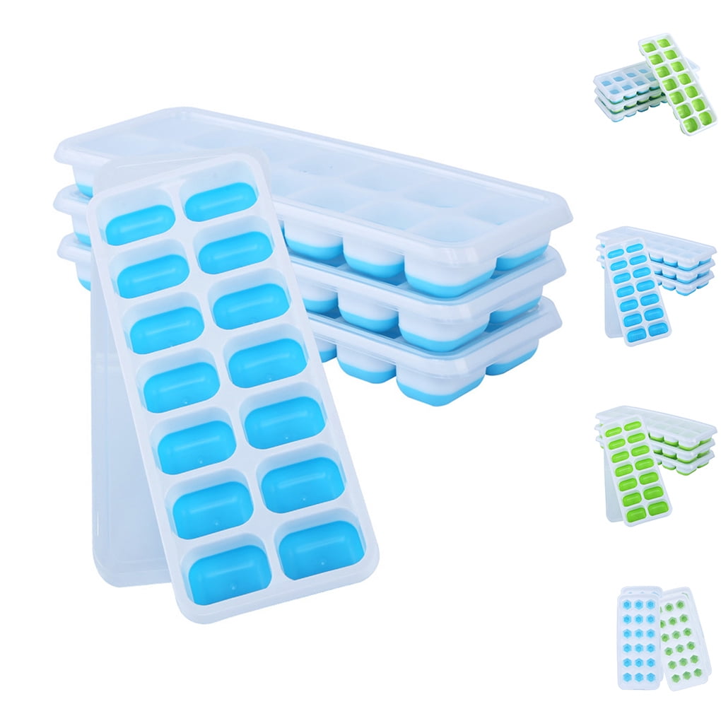 4PCS/Set Silicone Ice Cube Tray Mold Clear Cover Ice Cream Maker Molds Ice Plate Drinking Household Summer Tools