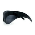 thumbnail image 6 of Oversized High Temple Wrap Around Shield Rimless Futurism Sunglasses Black, 6 of 8