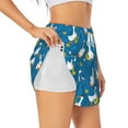 thumbnail image 3 of Lsque Cartoon Goose Printed Women's Running Shorts with Liner Pockets,Elastic Quick Dry Workout Athletic Gym Yoga Shorts,Womens High Waist Shorts-Small, 3 of 9